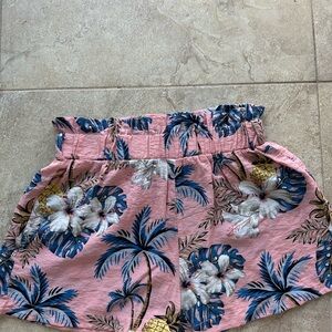 Pink Floral Print Shorts
